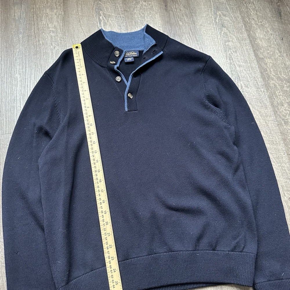 Brooks Brothers Merino Wool Rugby Polo Blue Long Sleeve Vintage Men's Medium - Picture 6 of 6